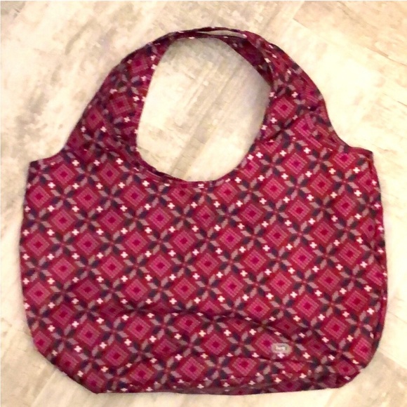 lug Handbags - Lug Burgundy Patterned Foldable Eco Shopper Tote Bag, New Without Tags